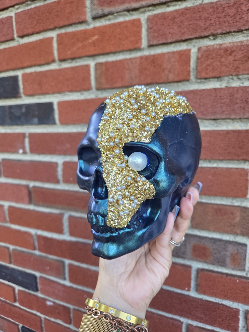 Glam Skull Halloween Decor Jeweled Skeleton